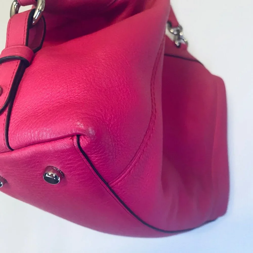 Coach Fuchsia Pink Pebbled Leather Lenox Tote Bag With Detachable Strap - Picture 10 of 16
